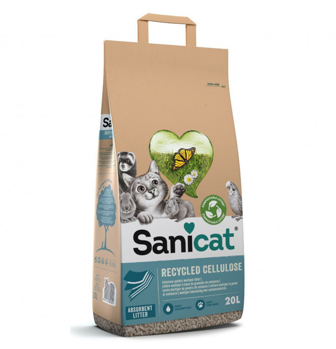 Sanicat lettiera gatto clean & green cellulosa da 20 litri