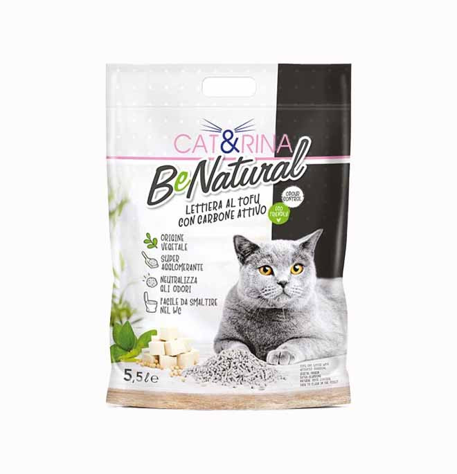 Lettiera gatto cat&rina benatural al tofu con carbone attivo da 5