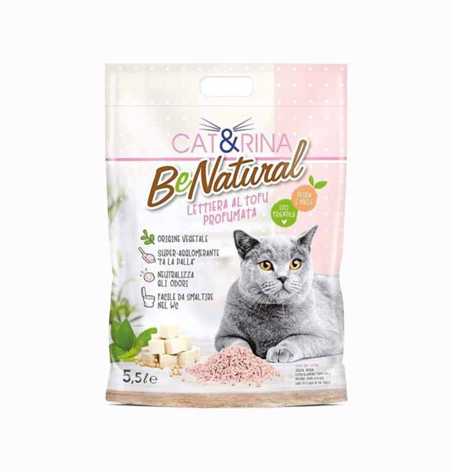 Lettiera gatto cat&rina benatural al tofu profumata alla pesca da